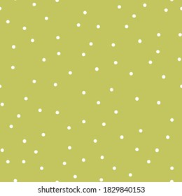 Simple abstract pattern. Small white dots. Mustard background. Vector texture. Elegant fashion print for Wallpaper.