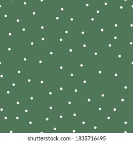 Simple abstract pattern. Small white dots. Dark green background. Vector texture. Elegant fashion print for Wallpaper.