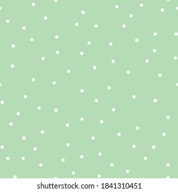 Simple abstract pattern. Small white dots. Pale green background. Vector texture. Fashionable elegant print for Wallpaper and textiles.