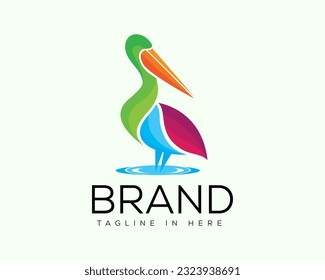 simple abstract pelican color logo icon symbol design template illustration inspiration