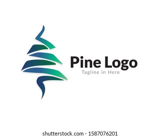 Simple abstract pine logo design inspiration