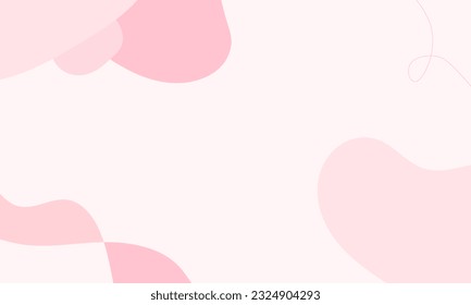 Simple abstract pink background with doodle shape and line art in pastel background. Wallpaper design for social media posts. Paper background in minimal trendy flat style with copy space for text.