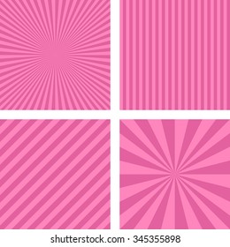 Simple abstract pink striped pattern background set