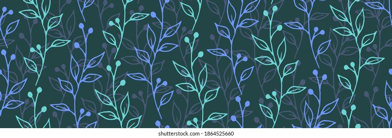 Simple abstract plant vector sdeamless pattern. Mistletoe Christmass ornament for wrappint paper. Holly berry plant seamless floral pattern design.