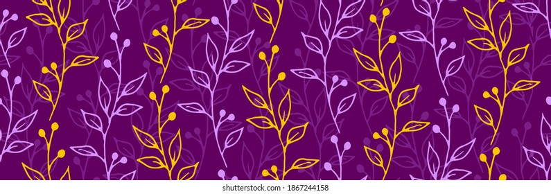 Simple vector de planta abstracta patrón sin sdeamless. Ornamento mistletoe ChristMass para papel de envoltura. Diseño de patrones florales sin fisuras de color morado de planta de fresa.