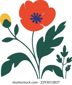Ilustración abstracta simple de vectores de flores de amapola