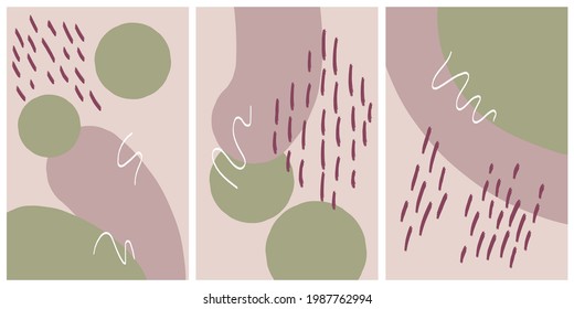 Simple abstract posters collection. Set of hand drawn vector posters. Simple prints collection flat design. Minimalistic art collection