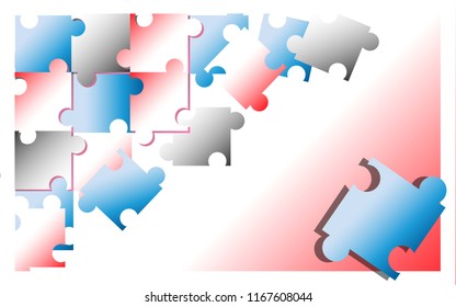 simple abstract with puzzle blue and white, puzzle red and white, puzzle metalic, design vektor