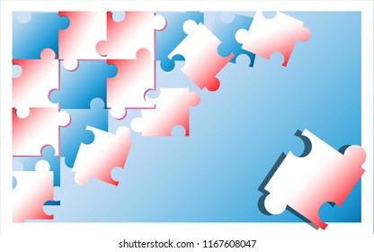 simple abstract with puzzle blue and white, puzzle red and white, puzzle metalic, design vektor