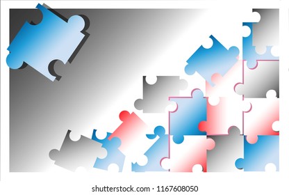 simple abstract with puzzle blue and white, puzzle red and white, puzzle metalic, design vektor