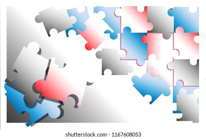 simple abstract with puzzle blue and white, puzzle red and white, puzzle metalic, design vektor