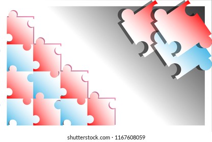 simple abstract with puzzle blue and white, puzzle red and white, puzzle metalic, design vektor