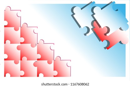 simple abstract with puzzle blue and white, puzzle red and white, puzzle metalic, design vektor