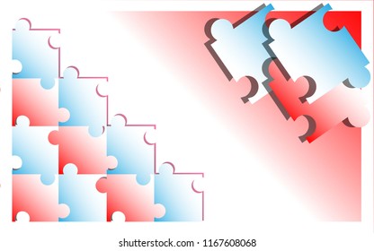 simple abstract with puzzle blue and white, puzzle red and white, puzzle metalic, design vektor