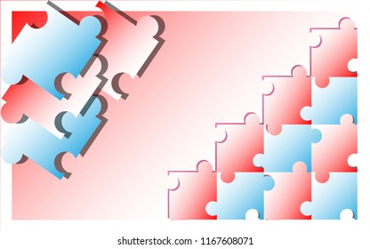 simple abstract with puzzle blue and white, puzzle red and white, puzzle metalic, design vektor