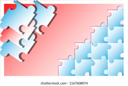 simple abstract with puzzle blue and white, puzzle red and white, puzzle metalic, design vektor