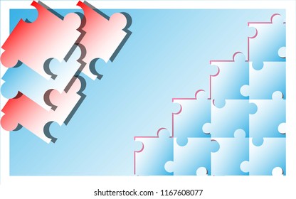 simple abstract with puzzle blue and white, puzzle red and white, puzzle metalic, design vektor