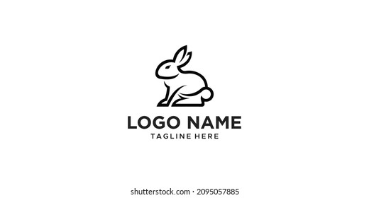 simple abstract rabbit logo design