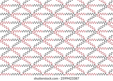 simple abstract red black color short smooth zig zag line pattern zigzag diamond pattern with repetitive geometric pattern in red and black