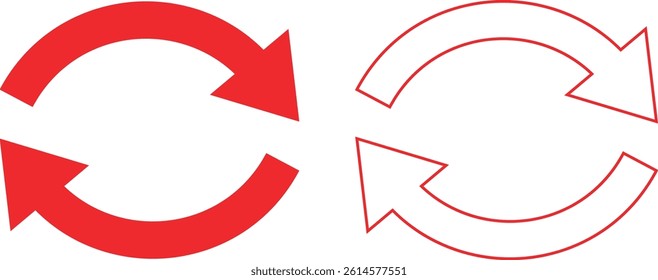 simple abstract red color round arrow icon set