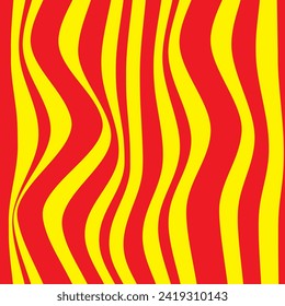 color rojo simple abstracto línea vertical patrón de distorsión ondulada sobre fondo amarillo
