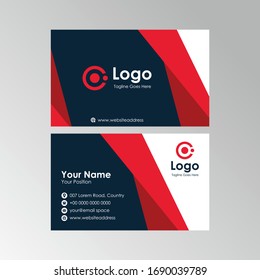 Simple abstract red geometric business card design, professional name card template vector