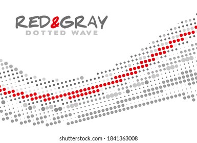Sencilla ola de puntos rojos y grises abstractos en blanco. Patrón gráfico de vector