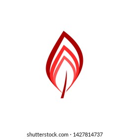 Simple abstract red leaf tree logo icon vector. editable logo concept