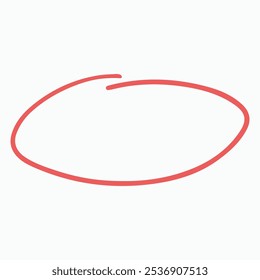 Un contorno rojo simple y abstracto que se asemeja a una forma ovalada sobre un fondo blanco.