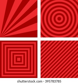Simple abstract red striped pattern background set