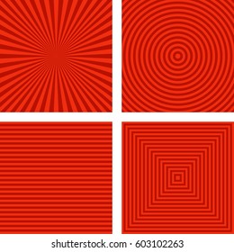 Simple abstract red striped pattern background set