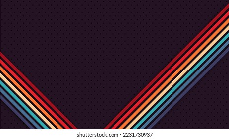 Simple abstract retro futuristic design in 1970's 1980's 1960's style with colorful lines. Vector illustration. Funky technology background.