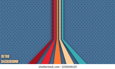 Simple abstract retro futuristic design in 70's style with colorful lines. Vector illustration. Funky technology background.