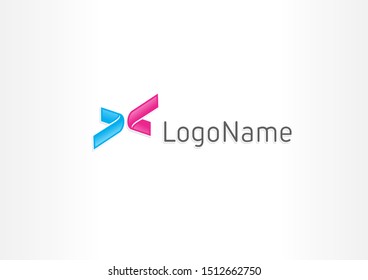 simple abstract ribbon shape logo design