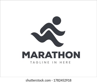 simple abstract running people logo symbol design illustration