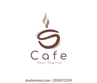 Simple abstract S letter initial cup drink cafe logo design template illustration inspiration