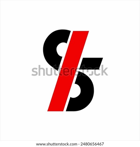Simple abstract S5 logo design with a slash.