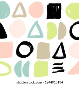 Simple abstract scandinavian style pattern, background with lines and geometric shapes. Vector illustration.