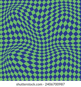 simple abstract seamlees corporate lemon lime color rectangle wavy distort check pattern on blue background