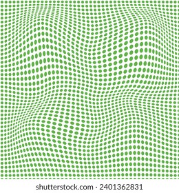 simple abstract seamlees green color small polka dot circle distort wavy pattern art work