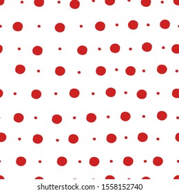 Simple abstract seamless patterns with dots. Holiday theme in red for wrapping paper. Background for children's holiday or christmas party decoration, wrapping paper, wallpaper, cards and greetings