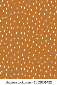 Simple Abstract Seamless Texture with Hand Drawn White Dashes on Caramel Background. Vector Elements. Cute Scandinavian Style. Design Ideal for Textile, Fabric Prints, Wrapping Paper.