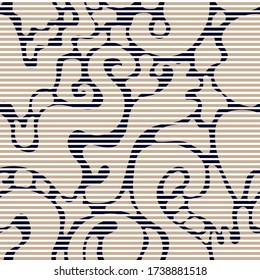 Simple abstract shapes and stripes vector seamless pattern for decoration. wrapping paper, textile.