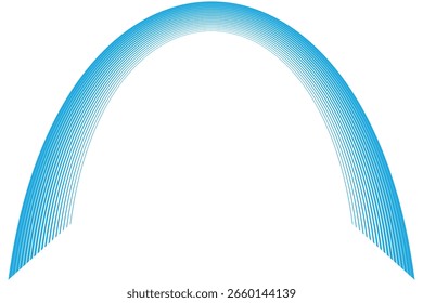 simple abstract sky color big to small wavy thin round line pattern abstract blue arch formation with parallel 