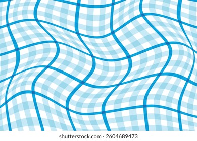 simple abstract sky color creative smooth texture plaid check wavy line pattern tartan gingham plaid check wavy pattern the pattern of the squares abstract blue wavy checkered pattern background