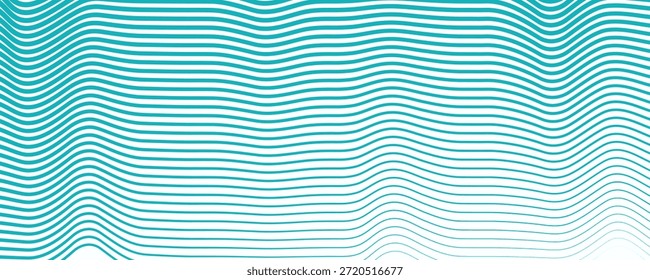 Diseño de línea de distorsión ondulada de color menta de cielo abstracto simple Una onda azul con un fondo verde y una línea azul
