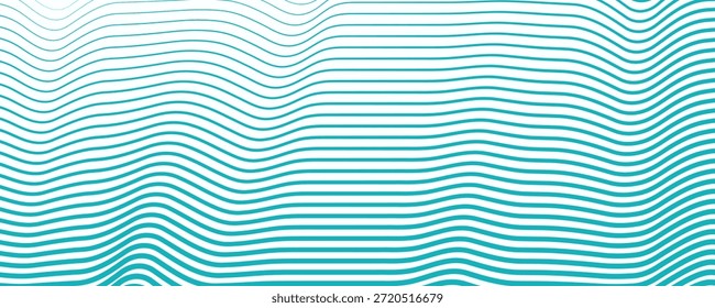 Diseño de línea de distorsión ondulada de color menta de cielo abstracto simple Una onda azul con un fondo verde y una línea azul