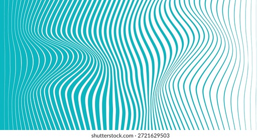 Diseño de línea de distorsión ondulada de color menta de cielo abstracto simple Una onda azul con un fondo verde y una línea azul