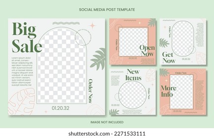 Simple abstract social media post template with floral suitable for your promotion