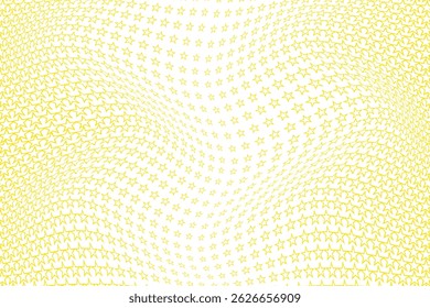 simple abstract soft light yellow color star blend halftone wavy distort pattern golden wavy star texture
